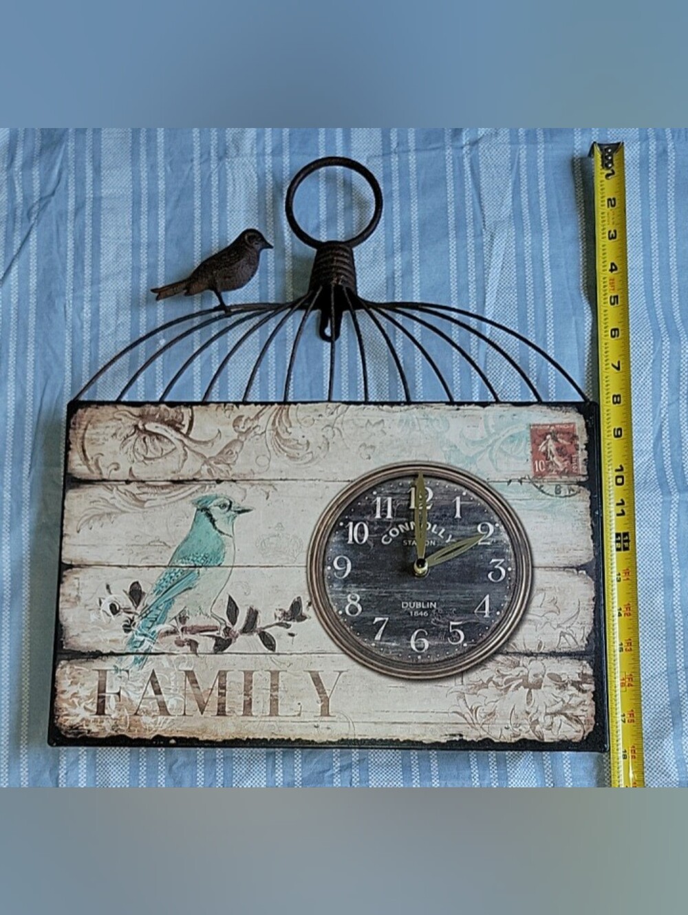 Teal and Cream Bird Cage Wall Clock